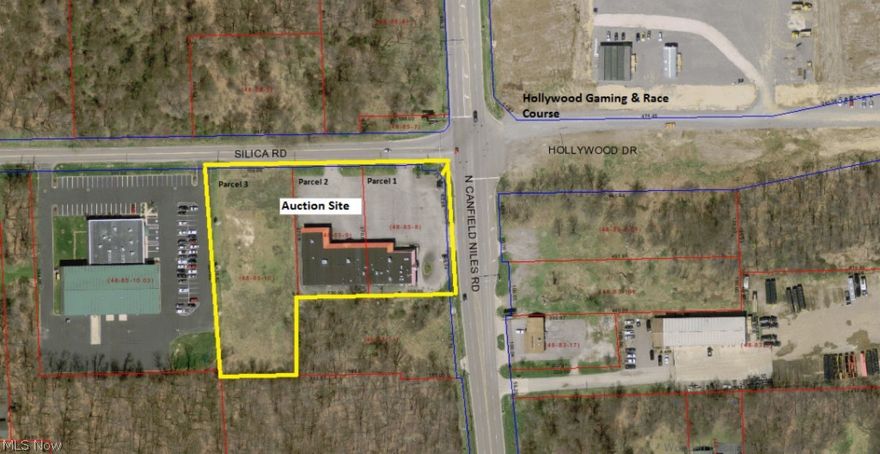 Bank Owned Real Estate Auction: Thursday, July 30th, 2015 @ 11:00 AM. 
Prime location at the intersection of St Rt 46 & Silica Rd. Across from the new Racino. Corner lot with high visibility and a traffic signal. (3) Parcels totaling 3+ acres. Frontages are 270' x 490',with ingress and egress on both roads. (2) parcels have B-2 zoning, (1) parcel has I-2 zoning. The property currently has a 15,260 SF strip plaza containing 4 separate units with paved parking utilizing 2 of 3 parcels. One parcel is currently vacant land. 1/2 Mile from S.R. 80, with access to S.R. 76, Ohio Turnpike, and S.R. 11. A tremendous opportunity to buy with a desirable location. Do not miss out! Call for a private showing.
TERMS: 10% Buyer's premium. Buyer's premium added to final auction bid to determine auction purchase agreement selling price. 10% non-refundable deposit due at time of auction. Balance at closing within 45 days. This property sold subject to confirmation by Talmer Bank & Trust. Property sold