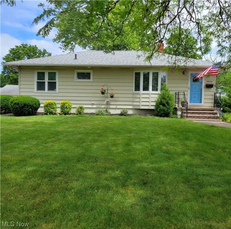 Located in the great city of North Olmsted on a cul-de-sac.  This 3 bedroom ranch has been cautiously maintained throughout the last 19 years.  If something needed to be completed it was, no time wasted!  The kitchen has plenty of cabinet and countertop space, is big enough for a table and the refrigerator and stove stay.  The garbage disposal and built in dishwasher is a plus.   The living room/dining room area is spacious and bright because of the large bow window in front. The finished basement has Glassblock windows the washer and dryer stay.  There is a second bathroom in the finished lower level. Relax on the deck or under the covered patio area in the beautifully maintained backyard.  Oversized 2 car garage with a new garage door and entrance door.  This gem is like a blank canvas, ready for the new owner.