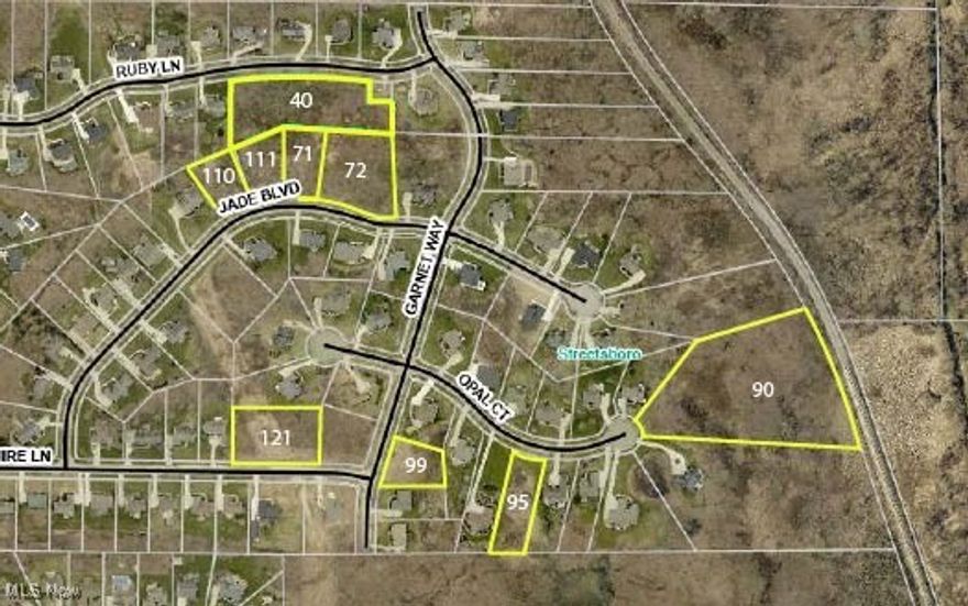 Attention Investors, Builders, Land Seekers. 9 Vacant Lots in Stonegate Development with All Utilities. Streetsboro City, Streetsboro CSD, Portage County, Ohio. Live Auction with Online Bidding Available. Seller is retiring. ABSOLUTE AUCTION, all sells to the highest bidders on location.
ONLINE BIDDING BEGINS MONDAY, AUGUST 18, 2025, at 12:00 PM, and AUCTION LIVE ON-SITE BIDDING WILL BEGIN WEDNESDAY, AUGUST 20, 2025, at 5:30 PM.
Real Estate: Situated in an established neighborhood of quality homes in Stonegate subdivision, lots range in size from .50 acres to 4.24 acres, in phases 1, 2, & 3 with all utilities. Selling from lot #95 located at 348 Opal Court. Better take a look. Buy one or more. Walk at your convenience!  
Lot 40: 286 Ruby Lane - 1.743 acres, parcel #35-051-00-00-020-040. Half-year taxes are $261.78.
Lot 90: 389 Opal Court - 4.235 acres, parcel #35-052-10-00-030-000. in Stonegate Phase II. Half-year taxes are $457.84.
Lot 95: 348 Opal Court - .702 acres, parcel #35-052-10-00-035-000. in Stonegate Phase II. Half-year taxes are $366.45.
Lot 99: 8816 Garnet Way - .502 acres, parcel #35-052-10-00-039-000. in Stonegate Phase II. Half-year taxes are $325.29.
Lot 110: 301 Jade Blvd. - .518 acres, parcel #35-052-10-00-050-000. in Stonegate Phase III. Half-year taxes are $366.45.
Lot 111: 307 Jade Blvd. - .588 acres, parcel #35-052-10-00-051-000. in Stonegate Phase III. Half-year taxes are $366.45.
Lot 71: 313 Jade Blvd. - .568 acres, parcel #35-052-10-00-011-000. in Stonegate Phase II. Half-year taxes are $379.50.
Lot 72: 323 Jade Blvd. - 1.166 acres, parcel #35-052-10-00-012-000. in Stonegate Phase II. Half-year taxes are $406.72.
Lot 121: 297 Sapphire Lane - 1.007 acres, parcel #35-052-10-00-061-000. in Stonegate Phase III. Half-year taxes are $311.35.