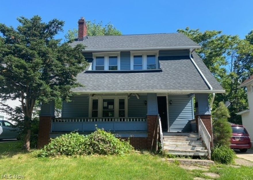 3 bedroom, 2 bath home with covered front porch. This is an REO property- Property is lender-owned, being sold as-is, and seller makes no representations or warranties. "As is" cash only sale with no contingencies or inspections.  Home does need some repairs however has vinyl siding and vinyl windows.  The first floor has a nice size living room, dining room and kitchen.  The second floor has 3 bedrooms and a full bath.  The third floor is a finished area that can be used as office, media room, hangout room...whatever your families needs are.  The basement has the second full bathroom.