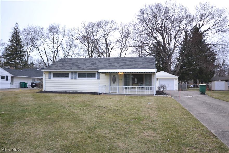 Welcome home to this charming, well-maintained Twinsburg ranch, which offers 3 bedrooms and 1 & 1/2 Baths A covered porch leads to the main entrance. The open floor plan leads from the living room through the dining room and then into the spacious eat-in kitchen, with tons of cabinets, and all appliances to stay! The 1/2 bath is located in the oversized laundry and is great for extra storage, plus a washer and dryer to stay. The Furnace/AC is serviced and cleaned every year. The 1 1/2 car garage has ample additional storage if needed, a new mandoor (2023), and a newer garage door. The large backyard is fenced on 3 sides and is great for entertaining, gardening, and just relaxing. Newer replacement windows throughout. Newer hot water tank (2019). Newer Microwave (2022).  Ready for you to move in! Plus a 1 year home warranty for the buyer.  Begin your story here!