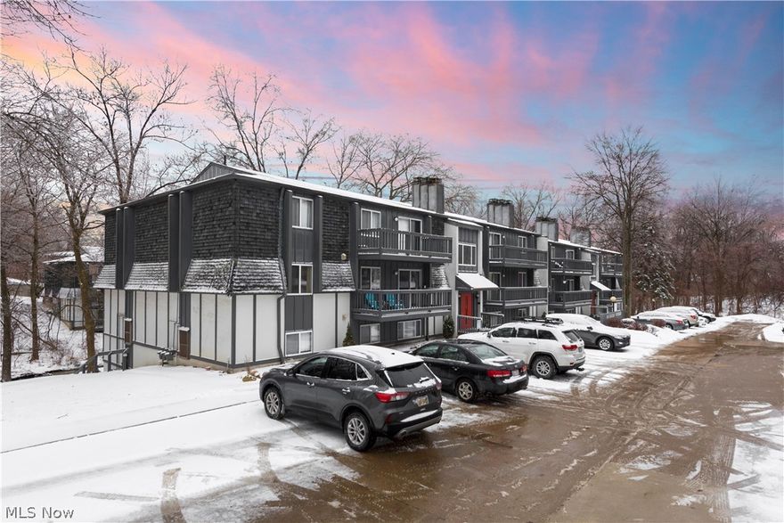 Welcome home to this updated 2 bedroom, 2 bathroom, second floor unit. Enjoy your patio in the summer months with sliding doors from the living room. Beautiful electric fireplace installed and completely updated kitchen with stainless steel appliances that stay. The updated bathroom includes en suite stackable laundry and plenty of storage space. The spacious bedrooms have large closets and one can be used as the perfect office. HOA covers landscaping, trash/snow removal, water, and common areas. Detached, one car garage with electric opener included; close to the building entrance! Newer hot water tank; conveniently located, near I-90 and shopping.