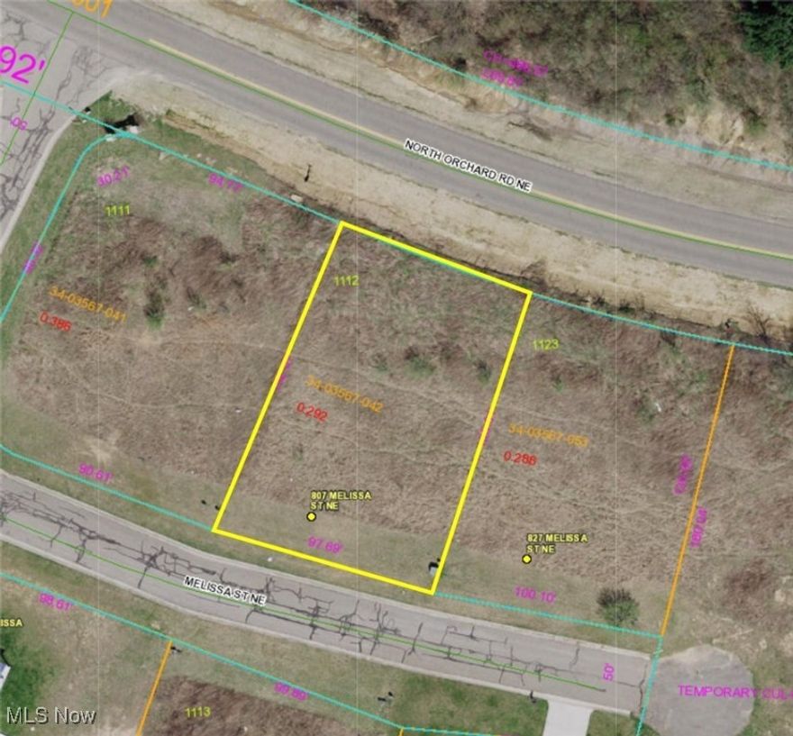 Nice location In Holly Heights. Excellent building site with city utilities. Gas available through Consumer Gas Cooperative. 97 X 142 lot with frontage on Melissa and Orchard. Tusky Valley Schools. Build your dream home!
