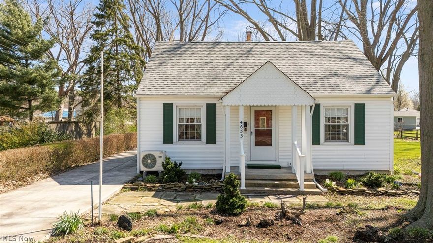 Welcome to 4633 Farley Dr, nestled on a quiet, tree-lined dead-end street that leads directly to the shores of Lake Erie, offering a peaceful setting with beautiful nearby water views. Set on two parcels totaling nearly half an acre, this property provides an exceptional amount of outdoor space. From the moment you arrive, the home’s charming curb appeal invites you inside to a bright, move-in-ready interior. The spacious living room is filled with natural light and flows effortlessly into the kitchen, creating a comfortable and connected layout. The kitchen features ample white cabinetry, butcher block countertops, a breakfast bar for casual dining, and all appliances included. Just beyond, the sun-filled family room offers the perfect gathering space, with walls of windows that bring the outdoors in—ideal for cozy nights or entertaining with ease. A conveniently located laundry area sits just off this space. Enjoy the ease of first-floor living with two generously sized bedrooms and a full bath featuring a beautifully updated walk-in shower. Upstairs, a large third bedroom with a lofted ceiling and a closet space provides a private and versatile retreat. Step outside and experience what truly sets this home apart—the expansive backyard. Whether you're hosting summer gatherings, relaxing by the fire pit, or creating your own garden oasis, this nearly half-acre lot offers endless possibilities. A shed and detached garage add even more functionality to the space. Recent updates include a new walk-in shower, a new roof on both home and garage in 2024, a new gas stove, and a combination heating and boiler system in 2023. Additional improvements include a new garage door, concrete driveway, mini-split systems in the living and family rooms, and a new dryer in 2021. Tucked away in a serene setting yet close to everything, this home offers a unique opportunity to enjoy space, comfort, and the beauty of Lake Erie living—all in one.