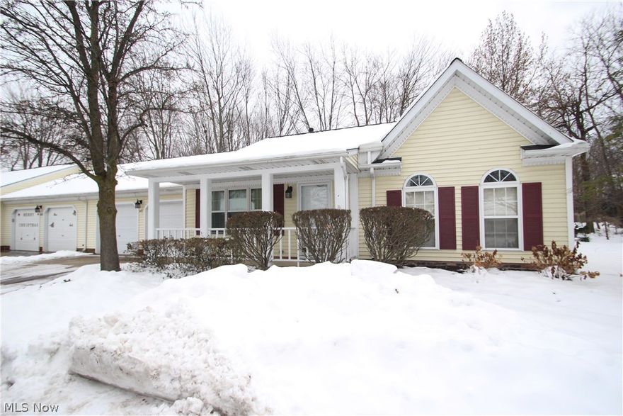 Beautiful Ranch Condo in Convenient Painesville Township location. The covered front porch adds to the appeal of this over 1600 sq ft property. Loads of living space which includes a Large living room and Family room, Spacious and open eat in kitchen with updated cabinets and hard surface counter tops and new pergo flooring. Three spacious bedrooms which are fully carpeted and the Main bedroom includes a full bath and extra closet space. Large laundry room with newer furnace and hot water tank. Two car attached garage with pull down stairs for extra storage. The roof was new in 2016. This property includes and America Preferred Warranty and is move in ready and will not last.