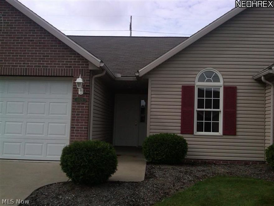 Fairly new construction condo is ready for immediate move in! Two bedrooms and two full baths, large vaulted great room with gas fireplace, kitchen with loads of cabinets and sliding door to the patio.  The master bedroom has a large walk in closet and full bath.  First floor laundry, and a 2 car garage with attic storage.