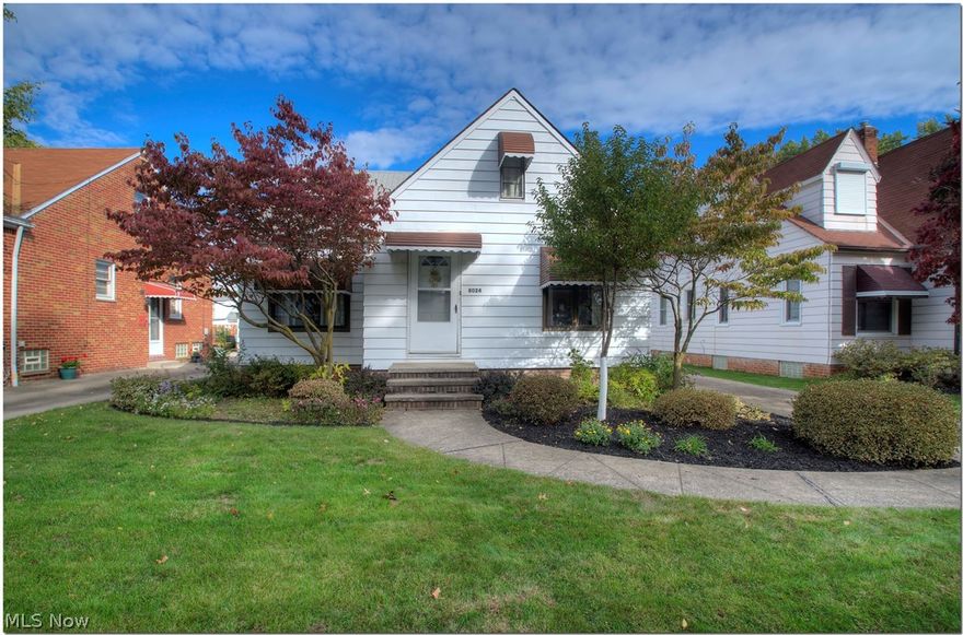 Charming Cape Cod. Spacious Living room is open to dining area.  Two bedrooms down and spacious 3rd bedroom is located on second floor.  First floor features newer vinyl windows.  Partially finished basement with carpet and glass block windows.  Nice size yard.  Updated electrical. Don't miss this one!