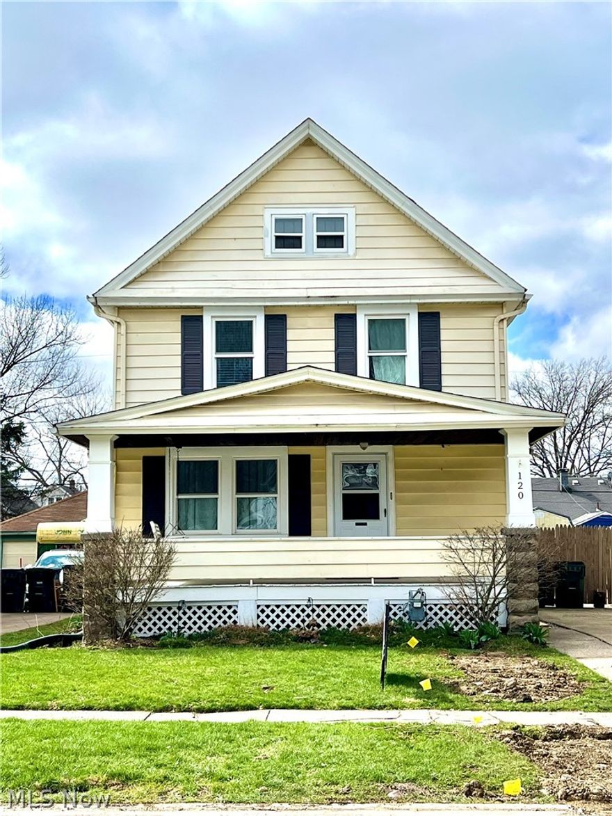 This charming two-story single-family colonial home offers classic curb appeal with a welcoming front porch and traditional design. Inside, the living and dining rooms feature beautiful hardwood floors, and the dining area includes built-in curio cabinets plus a cozy window seat—perfect for extra storage or display.

The updated kitchen boasts newer flooring, fresh paint, and an attractive backsplash that adds a modern touch. Upstairs are three bedrooms with newer carpeting and a spacious full bathroom with custom tile work. Additional usable space includes a walk-up attic for storage and a basement. Major items have been updated such as new roof with energy efficient solar panels and new appliances all in 2025.   Additionally, new vinyl windows and new furnace installed and basement waterproofed in 2023, floors in living room and dining room 2024.

Outside, the property includes a detached one-car garage and a privacy-fenced backyard with a shed and garden area—ideal for outdoor activities, gardening, and storage. This home blends classic character with practical updates and is move-in ready. Playset stays.
