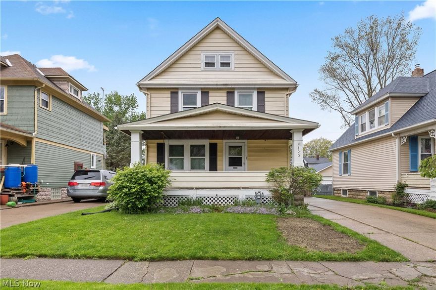 This charming two-story single-family colonial home offers classic curb appeal with a welcoming front porch and traditional design. Inside, the living and dining rooms feature beautiful hardwood floors, and the dining area includes built-in curio cabinets plus a cozy window seat—perfect for extra storage or display.

The updated kitchen boasts newer flooring, fresh paint, and an attractive backsplash that adds a modern touch. Upstairs are three bedrooms with newer carpeting and a spacious full bathroom with custom tile work. Additional usable space includes a walk-up attic for storage and a basement. Major items have been updated such as new roof with energy efficient solar panels and new appliances all in 2025.   Additionally, new vinyl windows and new furnace installed and basement waterproofed in 2023, floors in living room and dining room 2024.

Outside, the property includes a detached one-car garage and a privacy-fenced backyard with a shed and garden area—ideal for outdoor activities, gardening, and storage. This home blends classic character with practical updates and is move-in ready. Playset stays.