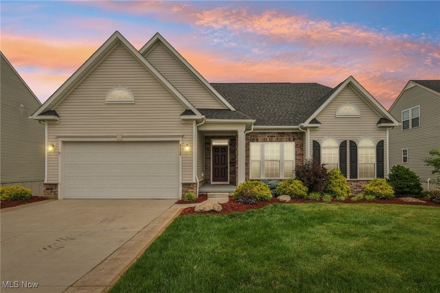 This expanded ranch in Meadow View checks all the boxes for comfort, style, and smart design. Inside, you'll
find an open floor plan, ideal for both everyday living and entertaining, plus a split-bedroom layout that gives everyone
their own space. The kitchen connects seamlessly to the morning room and great room, while upstairs offers even more
versatility—a spacious loft with a full bath, walk-in closet, and flex room perfect for a home office or additional bedroom.
Details like coffered ceilings, arched doorways, and high-end finishes give the home warmth and character. Downstairs,
the walk-out basement is a blank canvas, complete with a bath rough-in. Outside, enjoy peaceful mornings or evening
get-togethers on the stamped concrete patio overlooking the pond, or relax in the shade of the covered back porch. It’s a
calm, flexible space in a great location—just minutes from parks, schools, and shopping, and within easy reach of Kent
State and NEOMED.