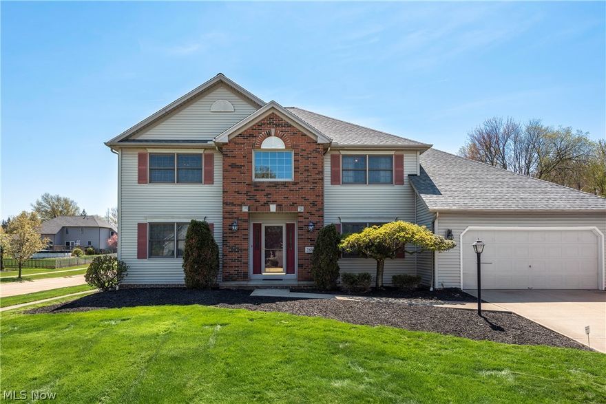 Welcome to this beautiful center hall colonial. The two- story foyer offers ceramic flooring and is flanked by a formal living room/office and the formal dining room. Through the foyer you enter a large eat-in kitchen with working island and all appliances will remain. The kitchen also has sliding doors to the deck and large rear yard. The large family room offers a gas fireplace and open to the kitchen. The back hall gives access to the half bath, pantry, laundry room, coat closet and garage. The garage is a two- door entry but has a tandem 3rd space. The master is large with vaulted ceiling, walk-in closet and the master bath. There are three additional bedrooms and a guest bath. The lower level is finished with a large rec room, office and media room (no equipment – projector and screen will remain). There is a newer roof and HVAC 2020. Just minutes away to I-77 access!