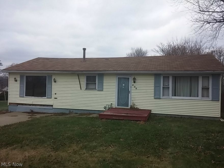 3 bedroom ranch in the heart of East Canton.  This home features vinyl siding, a huge fenced in back yard, and a small storage shed.  Also features a very large living room with vaulted ceiling and double doors to the back yard.
