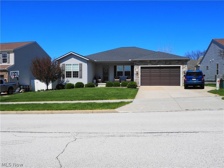 Lot" 74 X 120. Spacious 3 bedroom, 2 bath ranch beautifully maintained.  Open Floor plan. Large living and dining rooms.  Kitchen with lots of cupboards and pull out shelves for easy access plus pantry.  Eating area leads to deck.  First floor laundry, master bedroom with private bath and walk-in closet.  Beautiful electric artificial fireplace in great room.  Basement plumbed for another bath.