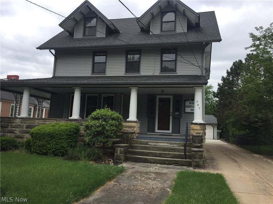 Very nice office bldg. in keeping with the style of the downtown area.  Well maintained and cared for.  Building has 6-7 private offices, a reception area, 2 full and  2 half bathrooms and lunch room as well as finished basement (conference room).  Improvements include: siding, electric and interior paint 2001; new roof on house & garage 2002; carpeting 2004, air conditioning 2005;windows and replacement of back porch 2007 garage siding, lower-level carpeting and new wrap around porch 2011; porch masonry 2013; water heater replacement 2014; parking lot replacement and property survey 2016; driveway apron replacement 2017.