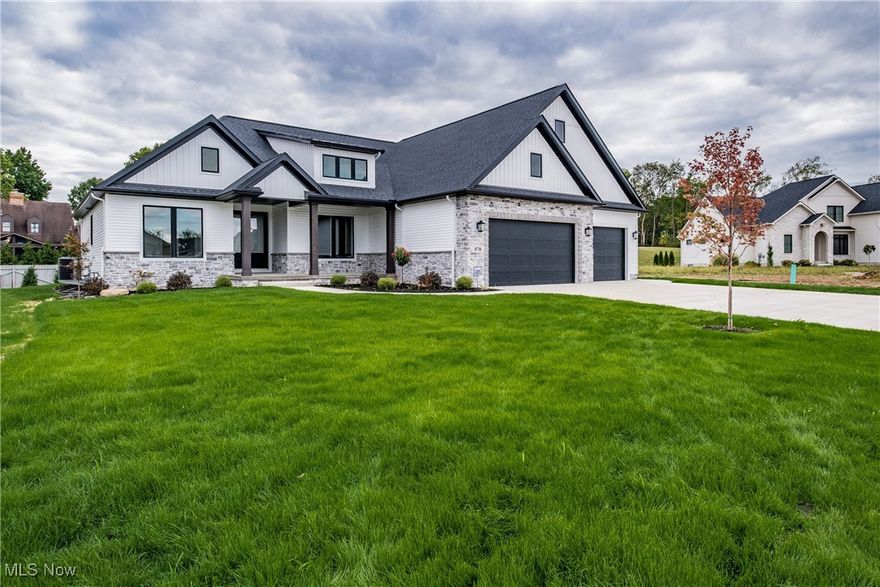 Another wonderful 2,586 sq. ft. ranch home offering the best in one-floor living by A.C. Construction. Open floor plan with 12 ft. coffered ceilings in great room and kitchen. top of the line materials, a great floorplan combine to make this an easy living home. Custom soft close cabinets and quartz counter throughout. Gorgeous Sun Room/Dining Room with plenty of light right of the kitchen. Spacious Master, Covered porch, too. 1st floor den/office off foyer with French doors.Great school system, Stark Parks walking trail accessible. Sanctuary has a club house , with pool and meeting room, and some gym equipment. Great place to live, close proximity to restaurants, (Meirs, Giand Eagle, and Acme, shopping areas, too.