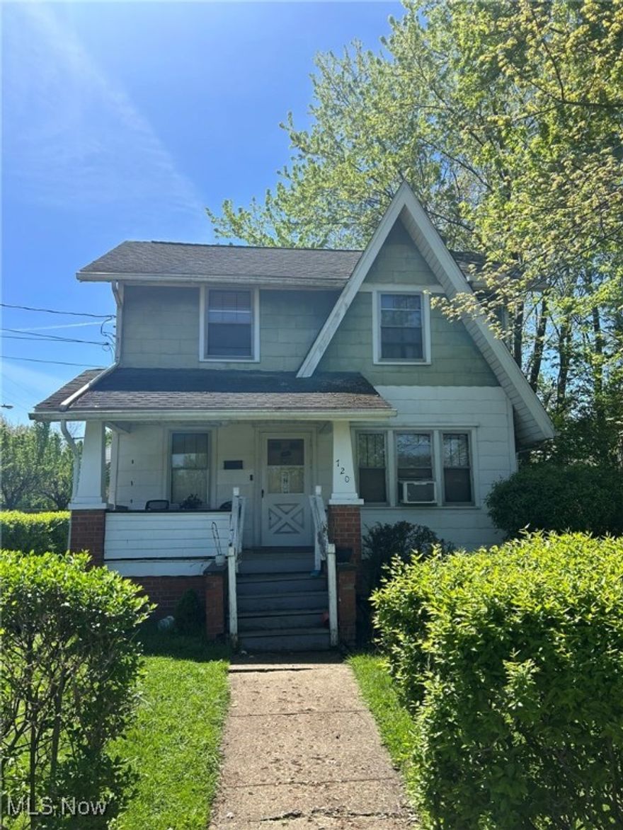 Investor special! This 2-bed, 1-bath Colonial on a corner lot is tenant-occupied (month-to-month) and can convey with or without the tenant. Features include hardwood floors in living and dining rooms, gas fireplace, vinyl plank in bedrooms and hall, and a full unfinished basement. Kitchen comes with fridge and gas stove. Covered front and back porches, 1-car garage with 7-year-old roof, electric water tank (7 yrs), gas furnace (25 yrs), and 3D roof shingles (approx. 20 yrs). Approx. 800 sq ft. Taxes $578.48/half. Easy turnkey rental!