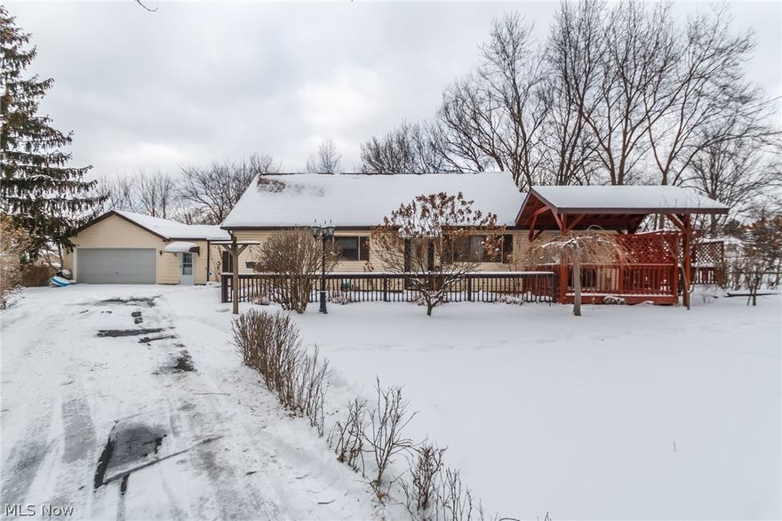 Welcome to this bungalow on 1+ acre lot. Property goes back further than the complete fence and has two decks to enjoy the outdoors. A 20 x 12 sunroom was added to the original house with a skylight and sliding doors leading to an attached gazebo. A two car garage (22 x 20) was added to the house with a connecting enclosed breezeway (12 x 8). All appliances stay in kitchen. Furnace installed in 2012. Hot water tank in 2011. Roof in 2009. Driveway put down in 2010. Siding replaced in 2010. 12x8 storage shed.