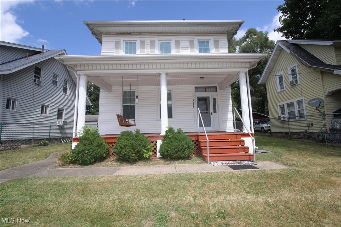 Welcome to this delightfully quaint home that is just waiting for its new family. This over 1500 sq foot home has so much character and charm from the high ceilings to extra wide solid oak woodwork and large living room and dining room. You enter into the foyer with the stunning staircase that leads you to the 3 bedrooms and full bath on the second floor. The Kitchen features tons of cupboards and a large pantry with access to your private drive and garage. Making unloading groceries a breeze. You have plenty of off-road parking with the private alley to your cement driveway and detached garage. The front yard has a lovely, covered porch with completely fenced front and side yard. The basement has your laundry hook up along with a second full bath. There is a door to the outside to make taking things to the basement easy. There is a Kohler natural gas whole home generator. If the power goes out it connects automatically. Move in with the comfort of a newer furnace and AC put in 10/23, HWT 2022, Main water line replaced into the house 2022, New exterior basement door 8/25, windows and doors 2001, roof with complete tear out and replaced sheathing boards 5/02. Please see the supplements for complete list of updates and ages. Call for your private showing today!