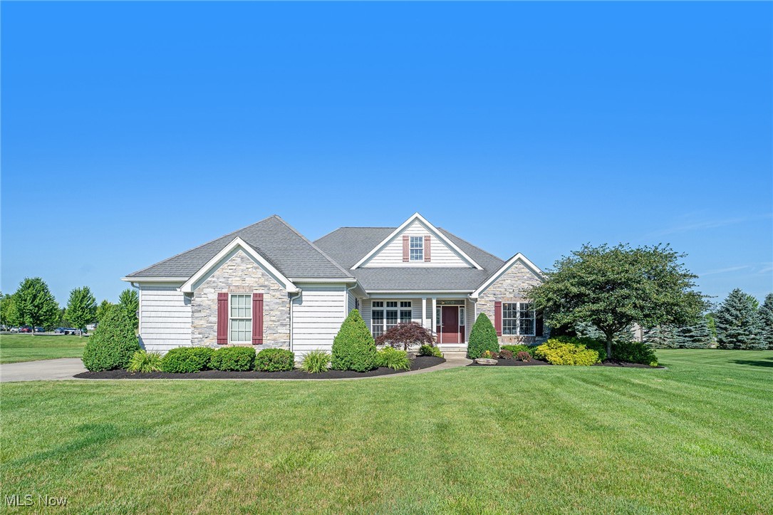 Take a look at this beautiful & meticulously maintained, ranch style home in Whitetail Crossing! Spacious and open floor plan offers plenty of options. Open foyer with refinished hardwood floors lead to vaulted great room with gas fireplace and plenty of natural light. Formal dining room with tray ceiling & carpet could be a lovely den or office. Kitchen with breakfast bar has granite counter tops, composite sink, ample cabinet space and pantry. Morning room is a great place to relax and enjoy coffee or use as an eating area. Sitting room leads outside to large stamped concrete patio and firepit overlooking beautiful yard and pond views. Pretty landscaped yard with concrete curb around flower beds--low maintenance and neat look! Primary bedroom with vaulted ceiling and new carpet. En-suite bathroom with garden tub, separate shower, dual sink vanity, walk in closet and private commode. 1/2 bath on first floor could very easily be a first floor laundry room. Two other bedrooms both with nicely sized closets with built in storage space, ceiling fans and carpet. Second full bath with Corian counter top, bath/tub combo and ceramic flooring. Three car garage walks into a nice mudroom area with built in bench. Anderson 400 series windows throughout. The unfinished 13 course basement is plumbed for a second kitchen and bathroom & waterproofed with a transferrable warranty--the possibilities are endless! Finished laundry room with laundry tub & ceramic tile in basement. 1 year home warranty included. The neighborhood includes a city-owned park with pickle ball courts, playground, pavilion, soccer fields and walking trails.