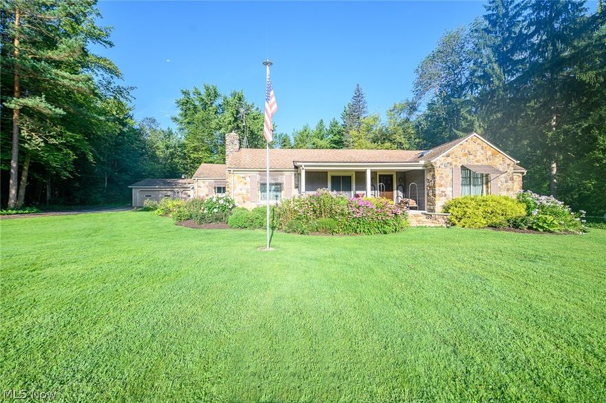 You will fall in love with this move in ready picturesque fieldstone 3 bed, 2 full bath ranch with beautiful wood floors and beams on the ceiling. The home is nestled on 18.5 acres. Featuring two working barns with electric and water and a third acre fenced pasture. Enjoy a summer evening sitting out back on the beautifully landscaped stamped concrete patio. The nearby amenities for outdoor activities, hiking, biking, climbing, camping and walking paths are minutes away. The land has timbering rights which has not been timbered. South barn set up for electric fencing as well as on demand pig waterer and cement stalls. North barn height suitable for horses. UPDATES INCLUDE: Fully updated Master bath (2019), Living room, dining room, 2 bedrooms freshly painted, new carpeted bedrooms (2019) , Wood burning stove (2012), New furnace (2018), Waterproof basement with transferable warranty (2010), New windows (2016-18), Back yard french drains have been installed (2017), New Septic System (201