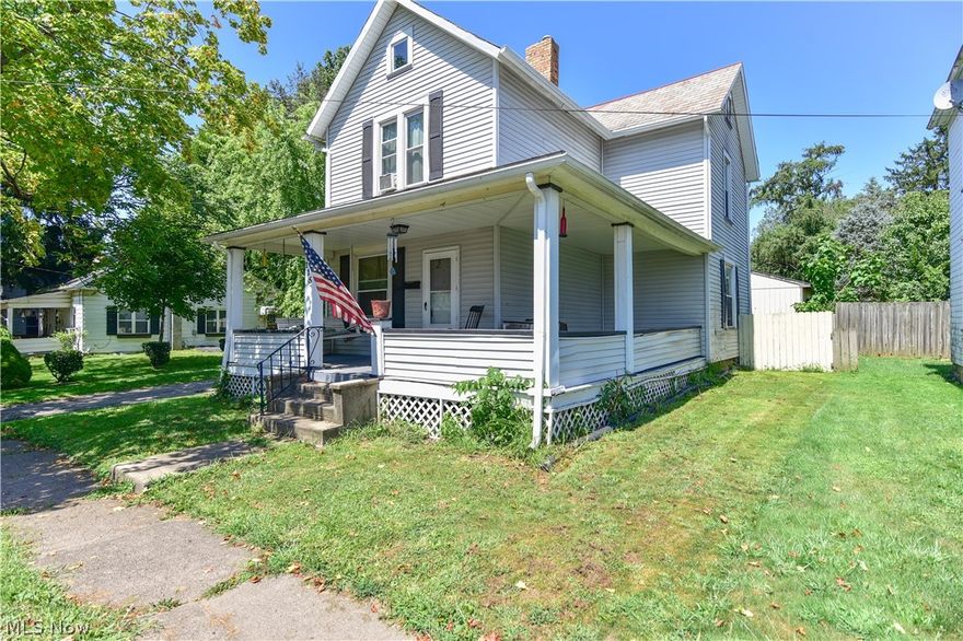 Awesome location close to town and schools.. Lovely 3 bedroom one Bath home with detached 2 car garage with water and electric. Fenced in back yard for total privacy with deck. Awesome wrap around front porch with swing. Ohio State Waterproof System that is transferable. First floor laundry. Nice home in a convenient location.