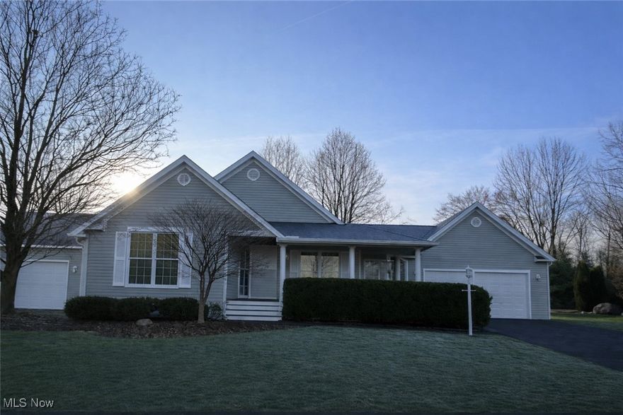 Beautifully maintained 3-bedroom, 2-bath villa offering an open-concept layout.  The spacious great room features a cozy fireplace and flows seamlessly into the kitchen, which boasts stainless steel appliances, abundant cabinet space, and a center island which offers additional seating. There is also a dining area.  First Floor Laundry. The primary suite provides  a walk-in closet and bathroom. Downstairs, the large basement offers additional living or storage space. Enjoy outdoor living on the wrap-around front porch or unwind on the expansive rear deck, Recent updates include a new roof (2024), hot water tank (2022), and AC (2021). For added peace of mind, the seller is providing a one-year home warranty.