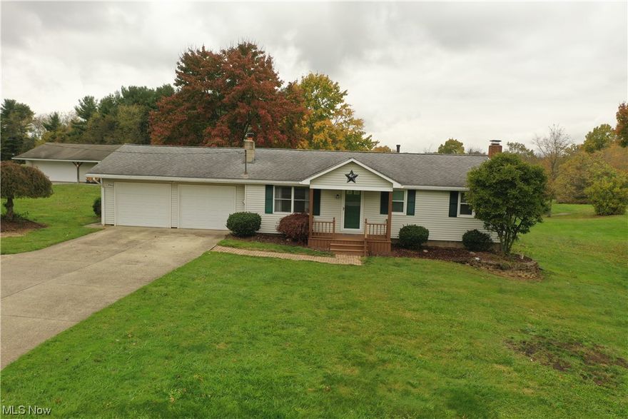 If you love outdoor spaces, have been looking to start a hobby farm or just like the peace and serenity of country living, here is the home for you! This classic 3 bedroom, 2 bath ranch home is situated on 1.66 acres. Featuring an attached 2 car garage and an additional, detached, 2 car garage with heat, electric and water. Great outdoor entertaining space on the large multi-tier back deck and covered back porch. And to top it off, this home has FREE gas! Inside this lovely home you will find hardwood flooring in the living room, hallway and bedrooms. A large eat-in kitchen with french doors leading to the back deck and a recently updated first floor bath. But that's not all! The finished basement is an amazing space with a wood burning stove, recreation area, family room area with electric fireplace and a huge mud room with ceramic tile flooring that leads out to the back yard. The laundry/utility room also hosts a full bath. You do not even feel like you are in the basement when you are in this lovely space. Updates to the home include: Furnace/AC (2020), Well Pump (2020), Hot water tank (2019).