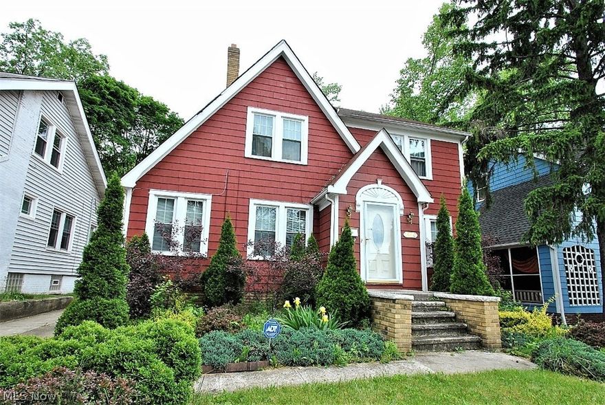 Charming Cleveland Heights Colonial. Large Living Room w/ hardwood floors and built-ins.  Separate Dining Room leading to large 25 x 14 deck.  Nice size kitchen w/ceramic tile floors. Second floor Master was enlarged by removing wall from other bedroom & can easily be put back to 2 bedrooms.  Other Room on 2nd is a porch'  Finished recreation room with fireplace and adjoining office or storage. Extra half bath in the basement. Laundry area with built-ins.  Detached 2 car garage. Both garage doors were replaced in 2018.