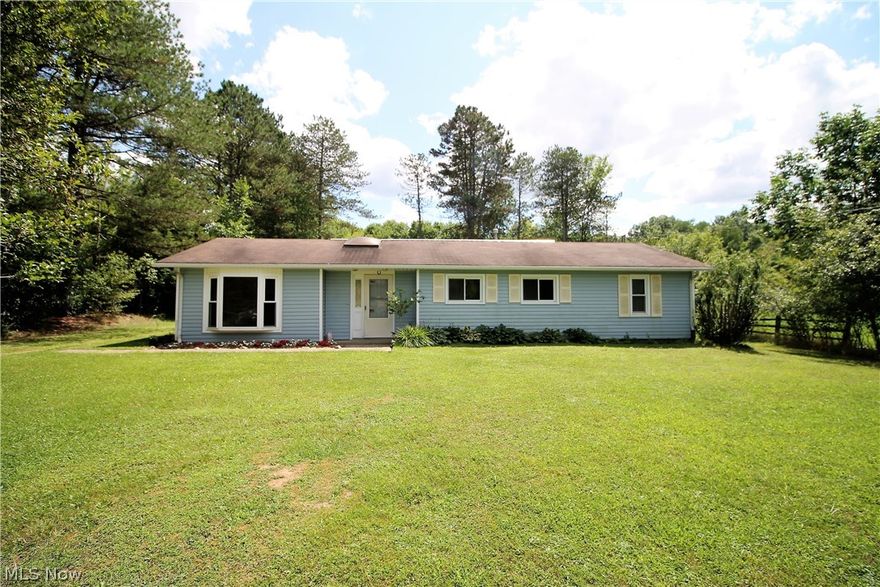 Welcome home to this three bedroom, one full bath ranch home. Everything on one level! Over an acre lot offering mature trees and landscaping, serene views. Come on into the family room, dining room and open eat in kitchen. The large family room is open to the kitchen which offers an abundant of cabinets and eat in area, sliding glass door to offer natural light to shine through and leads to the gorgeous backyard.  There are three bedrooms and one full bathroom. There is a two car detached garage. The backyard goes another 250' into the woods. Just beautiful! Some updates include septic was serviced in (2019), painted (2017), garage roof (2018), garage was all tuck painted (2019). There are vinyl windows, gas furnace and A/C. Some many memories begin right here!