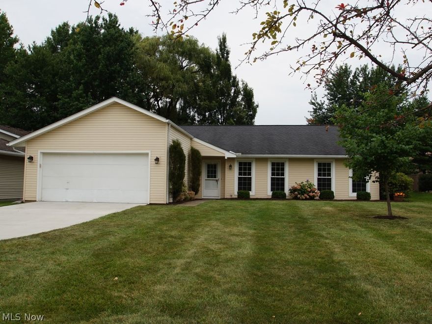 Whispering Orchard's ranch offers 2048 square feet all on one floor! Vaulted foyer and great room with stone fireplace, formal dining room, updated eat-in kitchen with large pantry and natural Maple cabinetry, all kitchen STAINLESS STEEL appliances provided, Spacious 29x12 Sun Room, Remodeled Bathrooms. Newer Roof, Windows and Vinyl Siding! Relaxing Patio-Storage Shed-Fenced Backyard-Wow! 1 year $399 America's Preferred Warranty is included! IMMEDIATE OCCUPANCY IS AVAILABLE!