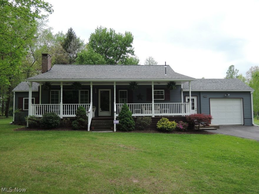 Country living at it's best. Move right into this beautiful 3 bedroom ranch home on a 2 acre plot with an additional 8.5 acres. All mineral rights transfer to new owner. Living room features sandstone, wood burning fireplace and 2 ceiling fans. All the bedroom closets have automatic lights when doors are opened. The lovely kitchen has granite countertops, ceramic tile floor, newer stainless steel sink & faucet. All kitchen appliances stay. There is a den/office area off of the living room with bamboo floor. All windows are vinyl tilt-in. Ceiling fans in all rooms. The basement has been sectioned off. Laundry room in basement. Enclosed breezeway. Covered front porch goes across front of house, perfect to enjoy summer evenings. In the rear of house is a concrete patio area. 12x10 shed in backyard. Updated or new in 2014: roof, hot water tank, roof exhaust fan, well pump, rebuilt water softener, well & septic inspection, exterior freshly painted. There is a 200 AMP electric panel.