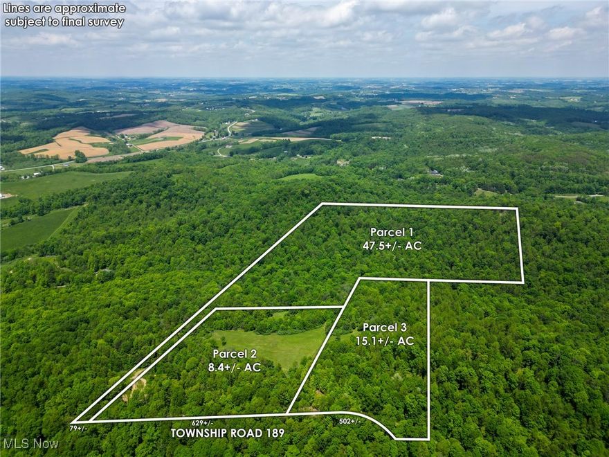 Live Auction, Tuesday, July 1st at 6:00 PM. 71 acres in 3 parcels located centrally between New Bedford, Chili, Fresno, and Keene. Tired of driving to southern Ohio every time you want to hunt or enjoy the property? Well we got one for you, absolutely loaded with wildlife. 3 parcels ranging from 8.4 to 47.5 acres each parcel has something unique to offer, giving you the flexibility to purchase a smaller tract or the entire property. There are well-maintained trails throughout the property making it very accessible, along with 2 food plots and a deer blind. Some timber including White and Red Oak, Hard Maple and Poplar, as well as tons of potential trees harvestable in the next 5 years. Looking to build, hunt, or park money in an area that keeps increasing in value quite rapidly, here is an opportunity to buy some very attractive acreage. Parcel 2: 8.4 acres and 629’+- of frontage, mostly wooded with 2 large food plots.