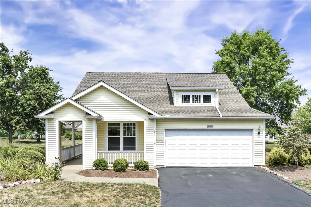 Prepare to be moved! Welcome to 2408 Worthington Place, located in the heart of a peaceful Adult 55+ community in Avon, OH. This charming one-story ranch offers low-maintenance living and a welcoming front porch that sets the tone for the warmth inside. As you step through the front door, you're greeted by a well-sized bedroom to one side of the foyer, accompanied by a full bath—ideal for guests. On the opposite side, the open dining area is bathed in natural light and flows seamlessly into the spacious living room, creating a bright and inviting atmosphere perfect for both entertaining and quiet evenings at home.
Just off the living room, the eat-in kitchen offers a cozy and functional space for casual dining. It overlooks the yard and features sleek countertops, ample cabinetry, a small pantry, and appliances that stay with the home. The Primary bedroom is privately tucked away on the other side of the living room and features a walk-in closet along with an en-suite bath complete with a walk-in shower and a generous double-sink vanity.
Completing the layout is a well-equipped laundry room that includes cabinetry, a utility sink, and houses the home’s other utilities in the same space. Recent updates include the furnace, central air, and humidifier installed in 2021, along with the windows replaced in 2022. Outdoor living is equally enjoyable with a quaint porch that's perfect for sipping morning coffee or enjoying the fresh air. The community enhances your lifestyle with amenities such as a clubhouse, pool, tennis courts, an exercise room, scenic lakes, a park, and other shared facilities. A two-car garage adds convenience and additional storage. All of this is situated just minutes from Avon Commons and with easy access to I-90, making this home a perfect blend of comfort, convenience, and community. Step into serenity and simplicity—your ideal 55+ retreat is ready and waiting.