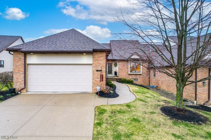 Welcome home to 2581 River Downs in Stow's desirable Pambi Farms! This meticulously maintained one-owner RANCH condo offers 3 beds and 3 full baths, walkout basement, and stunning views of Roses Run Golf Course. On the main level is an open and bright Great Room with newer carpeting, window seating, gas fireplace, vaulted ceilings, skylights, and Pella windows with in-window blinds and low-maintenance Trex deck that overlooks the 18th hole and pond (gas grill included). The Primary bedroom suite has window seating w/golf course views, 2 walk-in closets, a garden tub and a separate shower. The main floor also includes a 2nd bedroom with attached bath. The eat-in kitchen comes equipped w/ all appliances and has plentiful cabinets, Meridian countertops, pantry, and bar seating for two as well as a breakfast nook with bay windows. The laundry room including washer and dryer rounds out the first level and provides direct access to the oversized 2-car garage. Downstairs is a partially finish