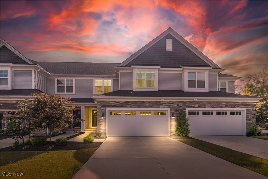 Welcome to 9465 Aquila Ct! Nestled in the heart of beautiful Broadview Heights, this nearly new townhome offers the perfect blend of style, comfort, and convenience. Tucked away at the back of the development, you’ll enjoy true maintenance-free living at its finest. The inviting curb appeal is highlighted by custom stonework, a contrasting shake peak, and vinyl siding. Step inside to a light-filled interior, where the two-story great room showcases a dramatic wall of windows. The modern, open-concept floor plan creates a seamless flow between the semi-professional kitchen, dining area, and the spacious great room anchored by a striking stone fireplace—perfect for both entertaining and everyday living. A convenient laundry room and half bath complete the main level. Upstairs, you’ll find three generously sized bedrooms, including the impressive owner’s suite with vaulted ceilings, a walk-in closet featuring custom built-ins, and a private en-suite bath. The lower-level rec room offers versatile space for a home gym, playroom, or media room, and is already roughed in for an additional bathroom if desired. Step outside to relax on your private patio, or take advantage of the unbeatable location just minutes from highway access, restaurants, and the award-winning Brecksville-Broadview Heights Schools. This turnkey home truly has it all!