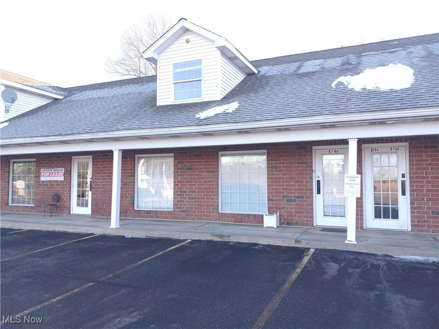 Spacious open layout with applianced kitchen. Suite consist of 17x29' open area with newer carpet. 18x21' Kitchen area with LVT flooring. 1 Full bath and 2 -8x11' private office areas. Unit is on the 2nd floor above other offices. Rent is $950 and includes electric, gas, water, sewer, and trash.