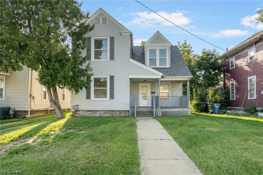 Welcome home to 636 Oberlin Ave in Lorain! The property is conveniently located about a half mile from Broadway, and half mile to Lake Erie. This freshly renovated home is ready for new owners! Upon walking up you are greeted with a large covered front porch. The first floor features a completely remodeled kitchen with Shaker Style cabinets, subway tile backsplash, along with Stainless Steel appliances and large eat in nook off the rear. The large living and dining spaces complete the first floor with soaring 9 foot ceilings. Upstairs you'll find all 3 bedrooms along with the bathroom. Brand NEW HVAC just installed in November. Basement has been freshly painted and dry locked. Out back you are greeted with an awesome oversized 32x24 2-car garage with newer doors and openers. Roof replaced in 2021. Call your favorite Realtor today before this one is going going gone!