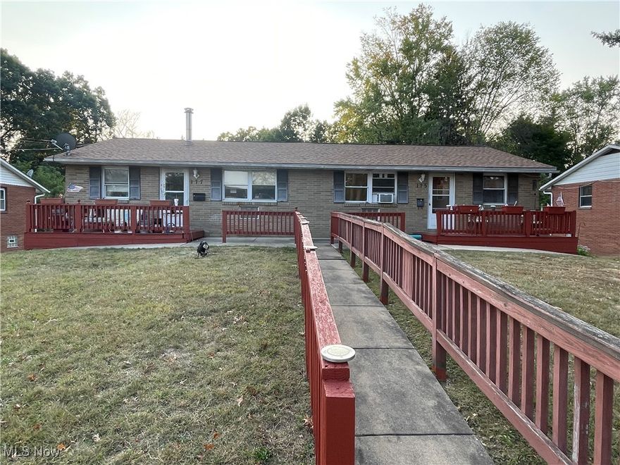 Conveniently located near Perry Township, this brick ranch-style duplex is nestled in a quiet Massillon residential neighborhood, just a short walk from restaurants, grocery stores, and nearby schools.  Each unit offers a walkout basement with laundry hookups and an attached garage. The finished basements provide additional living space, making this a prime investment opportunity!  The property features a long-term tenant that is wanting to stay & a tenant that will be moving out at the end of November ready for a buyer to live in or find a new tenant of their choice. The back yard has as area for the kiddos to play, individual decks, and a privacy fence separating the rear units. The additional shed is perfect for extra storage & outdoor equipment for the new buyer to utilize or the potential for additional rental income.