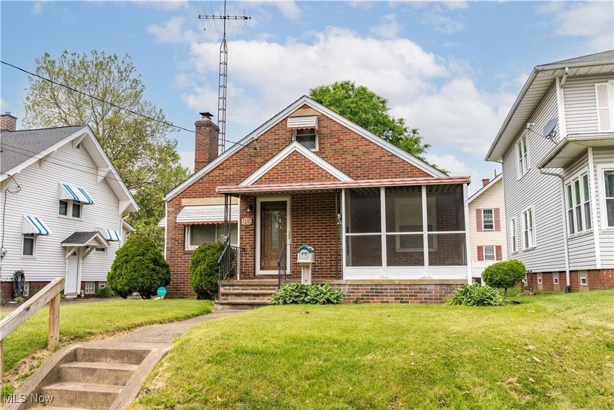 This brick bungalow is a gem you won’t want to miss! The inviting front porch welcomes you into a home filled with charm and character. The great room boasts a small entrance way with a deep front closet, LVT floors, a cozy fireplace with a classic mantle, and large windows that flood the space with sunlight. Adjacent to the great room, you’ll find two generously sized bedrooms with ample closet space, a full bathroom featuring a tiled tub-shower combo, and convenient built-in storage in the hallway. The eat-in kitchen is perfect for gathering with loved ones, offering plenty of cabinetry and abundant counter space. The expansive third bedroom upstairs includes 3 deep closets, built-in shelving, and additional storage, making it versatile. The partially finished basement features a vast recreational room with a small wet bar area that has vintage charm, a full bath with a standing shower, a laundry area, and endless potential for additional living or storage space. Step outside to enjoy the relaxing back deck with a partial privacy fence, ideal for spending time outside. Located off the front porch is a screened-in front porch, great for drinking your morning coffee outside. The 2-car detached garage completes the package. This home is conveniently located near parks and highway access, with updates including a privacy fence and a new roof on the house and garage. Schedule your private showing today and see all this charming home has to offer!