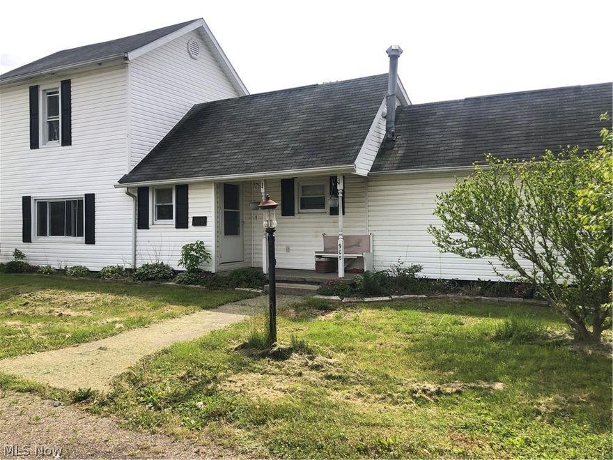 Great Location-1 Block from Main Street in Dresden with opportunities.   Home consist of 4 Bedrooms, 2 full baths, pantry, 1st floor laundry and step out the back door and find two large commercial type buildings on your lot.  Building #1 has 1440 sq foot and features cement floor, office, bathroom, large work or storage/warehouse area, built in lockers and two overhead doors plus man door, heat and air.  Building #2 is 1920 sq ft and has a cement floor, paint shop, storage area, large built in workbenches with steel countertops, 2 man doors, 3 overhead 10 foot doors, waste oil heat system, and plenty of room to operate your own small business.   (Tire shop and Motorcycle shop have been here)  Investment possibilities are here with home rental and 5 bay garages, or Home with business out your backdoor.   Partial chain linked fenced yard and cement patio.  Home needs TLC