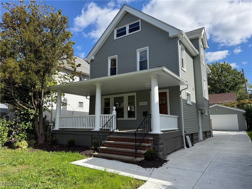 7 YEAR TAX ABATEMENT!!!! (7 years, 50%) Spacious, renovated 4 bed, 2.5 bath colonial with over 1700 sq ft including the finished basement! Many updates, but much original charm has been preserved, such as the leaded/stained glass windows, original fireplace in the living room, and the intricate front entry door. Open kitchen, includes bar seating area, many cabinets, granite counters, and ALL appliances (refrigerator, stove, dishwasher, microwave). Formal dining area open up to the huge living room and 1st floor powder room, all with luxury vinyl plank flooring. The second floor includes 3 spacious bedrooms, all with new carpet in 2025, and a beautifully-remodeled full bath with tub/shower with custom surround, ceramic tile, vanity, and fixtures. The 3rd floor is a massive room with walk-in closet, could be a teen or primary suite. Basement was waterproofed, has a large rec room and full bath with easy-entry shower. Other features and updates: huge front porch, new plumbing, electrical, high-efficiency furnace, central AC, roof, vinyl windows, vinyl siding, all within the last year. Detached garage and driveway for plenty of parking. Superb location, just minutes to restaurants, shopping, Cleveland Clinic and University Hospital and a short drive to Downtown Cleveland. 7 year, 50% tax abatement