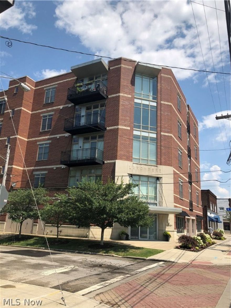 Super location in the Larchmere Restaurant, shopping and historic district.  Check out this fabulous 2 Bedroom, 2 full bath Urban Loft with gorgeous hard wood floors throughout.  Custom Gas Fireplace in the Living Room, 10 foot ceilings throughout, in suite laundry, master Bedroom with walk in closet and in-suite glamour bathroom, additional Bedroom with large private bathroom, Gourmet Kitchen with granite counters and stainless steel appliances.  Open and Airy  with many windows and a private patio.  One parking spot in underground garage.  Located only minutes to Shaker Square and Coventry and just five minutes to University Circle, Case Western Reserve University and the Cleveland Clinic.