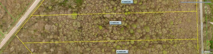 All wooded 5.09 acre parcel to be split from 38 all wooded acres. A total of 7 wooded parcels are available. Northern Ohio Rural Water is available at the road. The photo is of the entire 38 acres. Please see the attached survey for the lot splits.