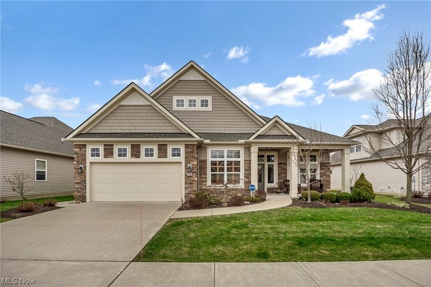 Welcome to this stunning Broadview Heights home located in the highly sought-after Wiltshire Golf Course Community. The exterior boasts stone and shake siding and a large covered front porch adding to the overall curb appeal. Step inside and be greeted by 10’ ceilings and hardwood floors. The newly carpeted living room is sure to impress with its floor-to-ceiling stone fireplace and an open-concept floor plan that flows into the kitchen and dining area. The chef-ready kitchen comes equipped with stainless steel appliances, soft-close cabinets and drawers, and a sizable pantry with tons of pullouts. If you are looking for a space to host family dinners, the formal dining room provides enough space for a larger dining room table and has easy access to the kitchen. The spacious master has beautiful large transom windows that allow natural light to fill every corner of the room. The master ensuite has ceramic tile flooring, a dual sink vanity, and an impressive walk-in shower. The remaining two bedrooms are also spacious in size and have newer plush carpeting. Downstairs, the professionally finished basement opens up endless opportunities for becoming an at-home gym, playroom, study, or movie theater. There are multiple bonus rooms including a finished half bathroom and an oversized walk-in closet. In the back of the home, enjoy beautiful sunsets on the covered deck with two Sun setter electric awnings and a grill hooked up to the gas line. The professionally landscaped and intimate backyard also has a stamped concrete patio to enjoy a nice warm evening. Within the Wiltshire Community, members also have access to the community pool and a park area with a large fireplace that hosts summer weekly concerts.