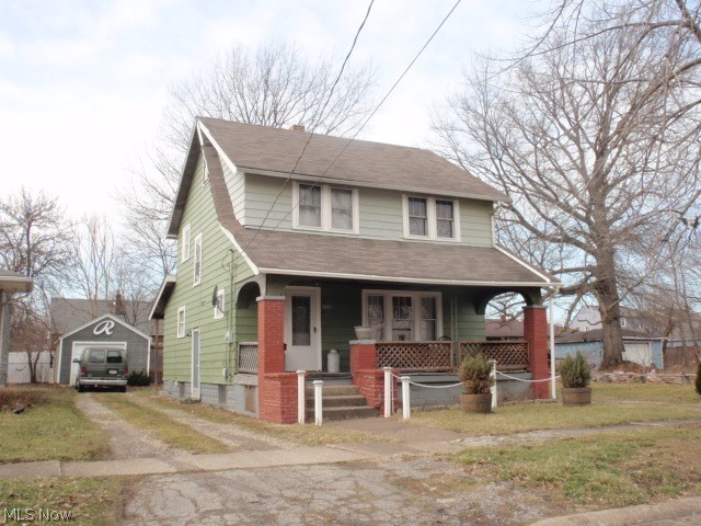 Attractive, aluminum sided colonial waiting for a new owner. This home is nice and clean, has beautiful natural woodwork and hardwood flooring. Living room is across the full front of the home and has decorative fireplace lined with bookcase. Large formal dining room has hardwood flooring. The kitchen has updated cabinetry and countertop, breakfast bar and range and refrigerator are included with purchase. 3 good sized bedrooms on 2nd floor. Bathroom has been updated with marble floor, pedestal sink and there is a shower over the deep tub. Built in linen closet in hallway plus a clothes shute too. The access to walk up attic is through the master bedroom closet. There is a toilet and sink in the basement plus a jetted tub. The basement was divided and there is a room that can be used as a rec room and one was used as a bedroom. Enclosed porch at the back of the home plus wood deck, single car detached garage and a storage shed. The homestead of $466.36 has already been adde
