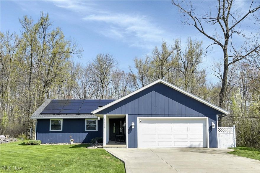 Welcome to your Strongsville Sanctuary! This Beautiful 3 Bedroom Ranch Offers True One Floor Living Nestled on a Half Acre Lot with Inground Pool! Covered Front Patio Welcomes You Into the Home. The Rustic Eat-In Kitchen Features Laminate Flooring, Peninsula Counter with Pendant Lighting, Stainless Steel Stove, Refrigerator and Dishwasher PLUS Beautiful Wood Burning Fireplace! The Comfortable Living Room Features Floor to Ceiling Windows, Stone Fireplace and Opens Out on to Your Deck. The Deck Provides Great Outdoor Living and Entertaining Space and Overlooks Your Inground Pool and Private, Fenced Backyard. The Laundry Room Also Provides Backyard Access and Has Been Updated with New Luxury Vinyl Tile. The Main Bath Has Been Updated with Laminate Flooring and Updated Decor. The Comfortable Master Features a Private Bath with Newer Floor, Vanity and a Step-In Shower. There is Additional Living Space in the Finished Basement with Glass Block Windows. Plenty of Storage Space! Newer Hot Water Tank, Newer Windows, Newer Pool Heater, Newer Garage Door Opener and Energy Efficient Solar Panels Installed. This is a Great Place to Call Home!