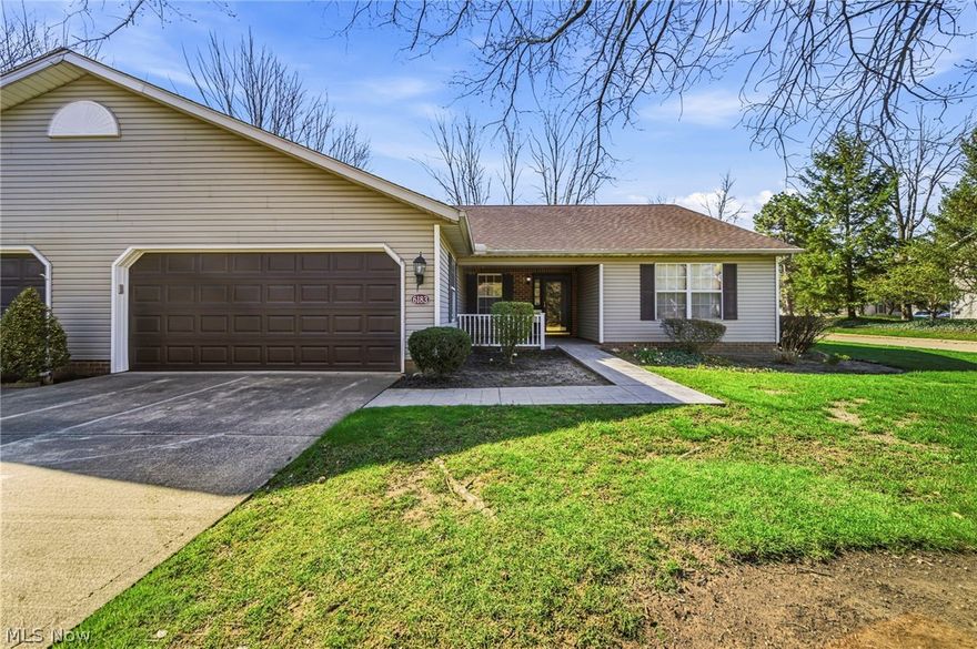 Welcome to maintenance-free living in this desirable end-unit ranch condo in Mentor! This well-designed condo offers a comfortable and functional layout, perfect for everyday living. Step into a spacious eat-in kitchen that flows seamlessly into the dining area and inviting living room, creating an open feel ideal for both relaxing and entertaining. A sliding glass door leads to a private deck—perfect for enjoying your morning coffee or unwinding in the evening.  This home features two nicely sized bedrooms and two full bathrooms, including a primary suite for added convenience. Additional highlights include a two-car attached garage, laundry room with washer and dryer included, and the benefits of low-maintenance condo living.  Whether you’re downsizing or looking for simple, one-floor living, this condo offers comfort, convenience, and a fantastic location.