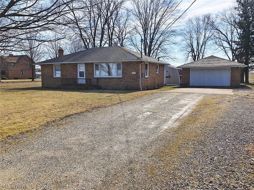 Real estate features a brick ranch with 1,176 SF living area and was built in 1956. Home has a kitchen with appliances and pantry closet, a large living room with dining area, 3 bedrooms with oak floors, and a full shower bath. Divided basement with hobby room, rec room, and laundry room. Electric heat, 200-amp breakers, well, septic, and replacement windows. 20’ x 20’ finished private office with 4 rooms and electric. Brick 2-car garage with electric and lean-to storage at the rear. All situated on a .69-acre (100’ x 302’) country lot. Stark County parcel #7500645 and #7502377. Real estate taxes are $558 per half-year.