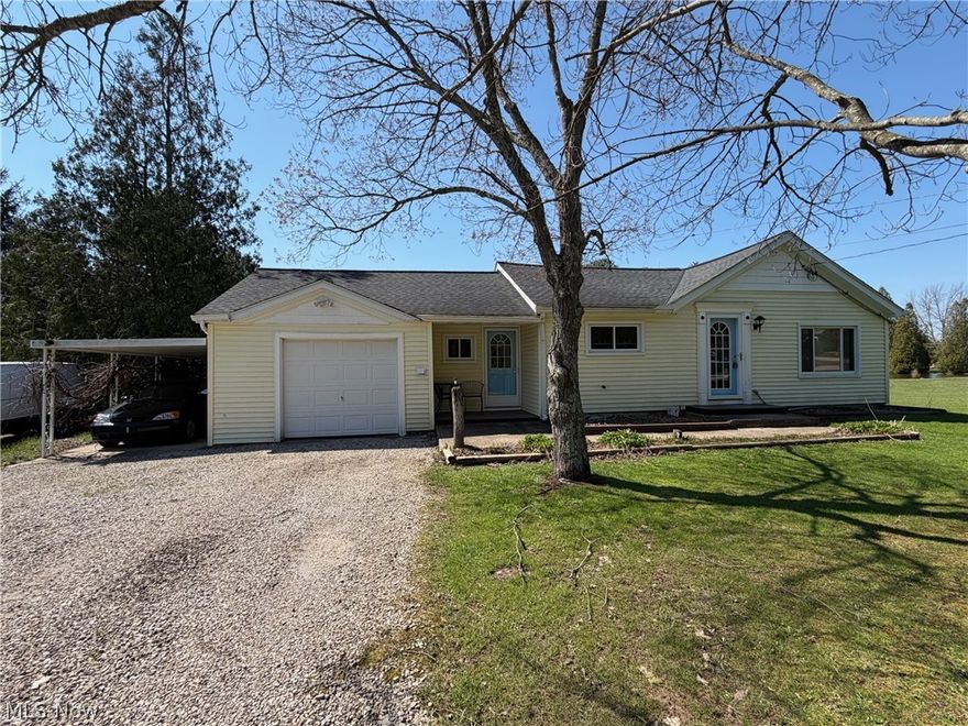 Enjoy One Floor living in this cozy Ranch set on 1.38 Acres! This charming home offers 2 bedrooms, 1 full bath, Foyer, Living Room, Bonus/Office, Eat-in Kitchen & 1st floor Laundry Room with newer vinyl flooring. Newer vinyl siding, windows & Roof. 1-car attached garage plus carport. Large yard with shed/outbuilding for additional storage. Newer septic system 2017. Great location....Close to the center of Chester Twp, schools, shopping and just minutes to freeway access! West Geauga Schools.