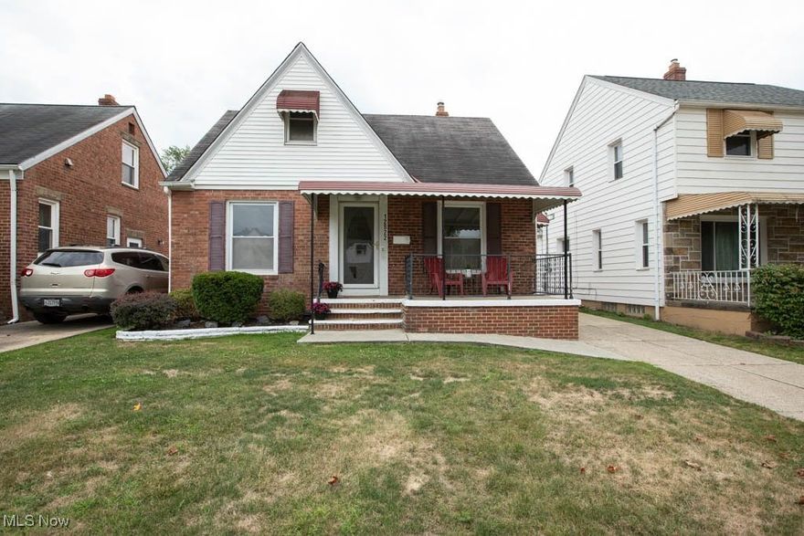 Great opportunity to become a homeowner in Garfield Heights. Come see this charming brick cape cod with covered front porch and patio in the rear, updated kitchen with microwave, garbage disposal, dishwasher, updated bathroom, original wood flooring, and freshly painted throughout, finished basement and a shower, large laundry area, central air, 2 car garage with door opener. Move right in! Schedule your showing today.